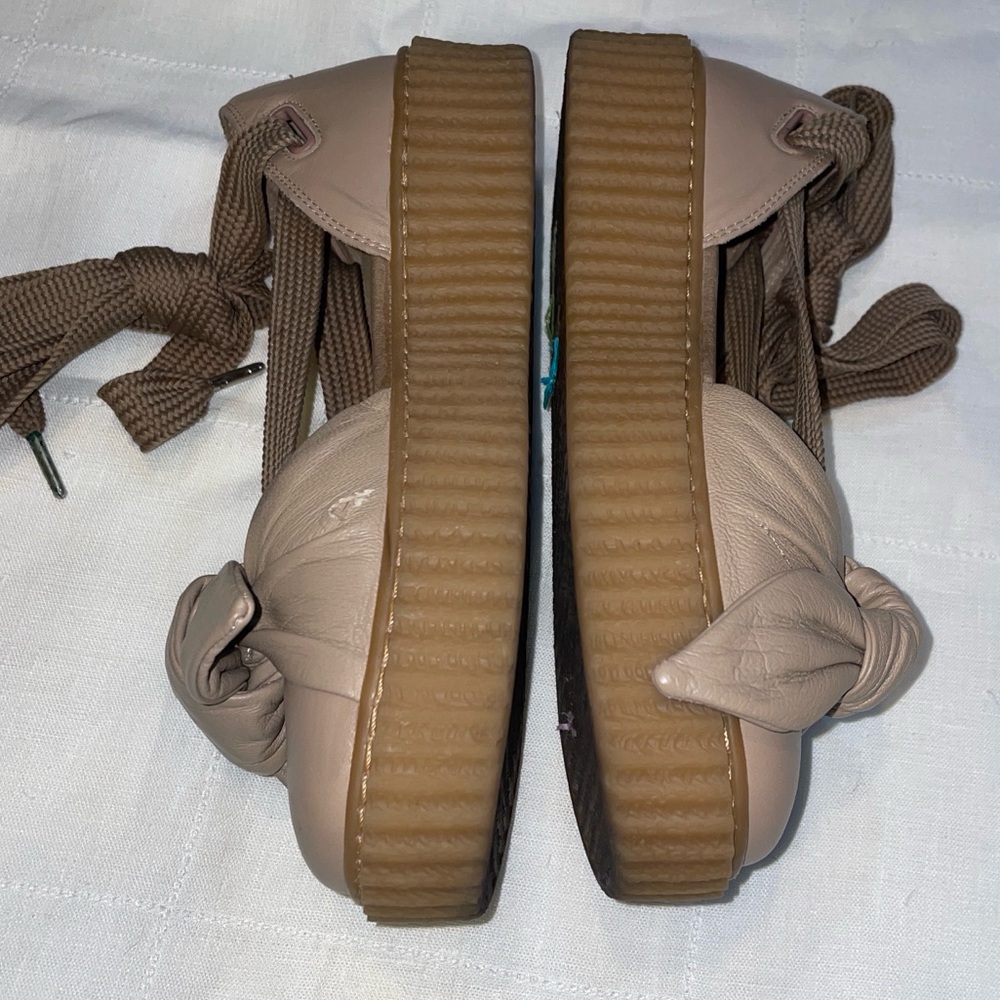 Knot-Front Lace-Up Flats in Taupe - Picture 6 of 9